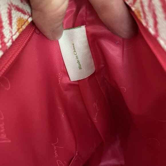 Vera Bradley Clementine Vinyl Zipper Beach Pattern Play Tote Floral Pink Orange - Picture 9 of 10